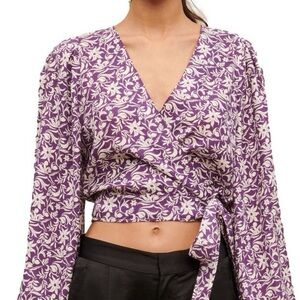 Maje Loniriqua Wrap Linen Blend Crop Top